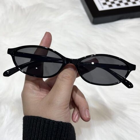Retro Oval Sunglasses for Women Men Chic Small Narrow 90s Glasses Cat Eye Y2K Shades Trendy Sunnies in Saudi Arabia