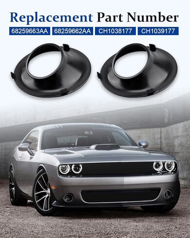 Pair Fog Light Bezel Fit for Dodge Challenger 2015-2022 Driver and Passenger Side Fog Light Trim يحل محل 68259663AA ، 68259662AA | CH1038177 ، CH1039177 اليسار واليمين in Kuwait