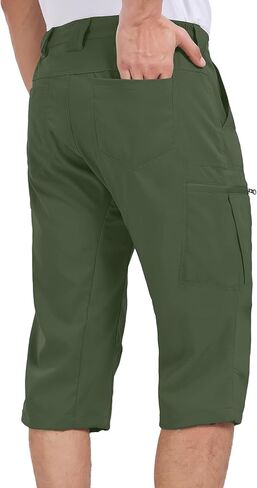 شورت كارجو رجالي للمشي لمسافات طويلة، شورت طويل سريع الجفاف، شورت كابري جولف التكتيكي للرجال in Kuwait