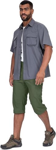شورت كارجو رجالي للمشي لمسافات طويلة، شورت طويل سريع الجفاف، شورت كابري جولف التكتيكي للرجال in Kuwait
