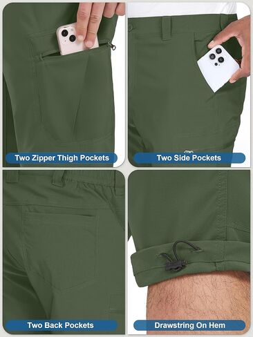 شورت كارجو رجالي للمشي لمسافات طويلة، شورت طويل سريع الجفاف، شورت كابري جولف التكتيكي للرجال in Kuwait