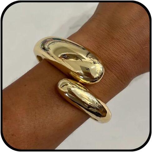 Gold Cuff Bangle Bracelets for Women Trendy,Hinged Cuff Wide Chunky Gold Bracelet Minimalist Bangle Statement Jewelry Gift in Saudi Arabia