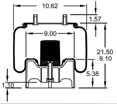 Bag Spring Air Torque Torque Air For Hendrickson Van Tryax HKA-200 (يحل محل Firestone 8708 ، W01-358-8708 ، Hendrickson S-21966 ، C-21966) (TR8708) in Saudi Arabia