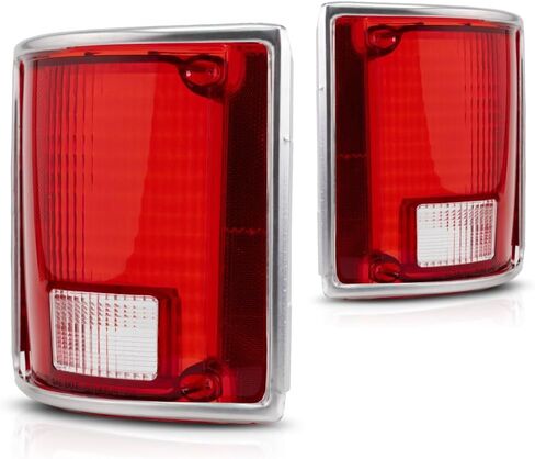 For 1973-1991 Chevy Pickup Tail Light Lens Driver and Passenger Side Pair | Plastic | Red and Clear | With Chrome Trim | Replacement For GM2800122 + GM2801122 | 5968329 in Saudi Arabia