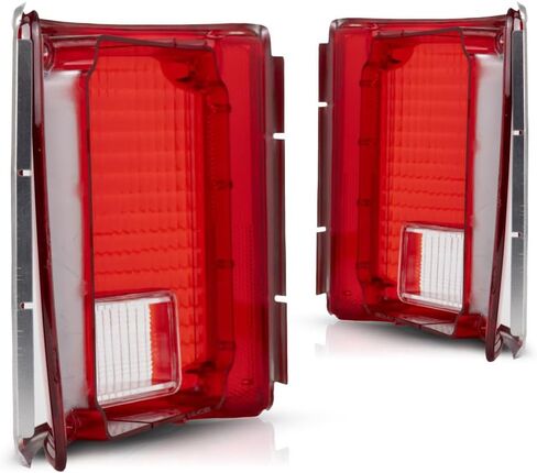 For 1973-1991 Chevy Pickup Tail Light Lens Driver and Passenger Side Pair | Plastic | Red and Clear | With Chrome Trim | Replacement For GM2800122 + GM2801122 | 5968329 in Saudi Arabia