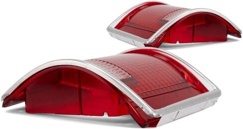 For 1973-1991 Chevy Pickup Tail Light Lens Driver and Passenger Side Pair | Plastic | Red and Clear | With Chrome Trim | Replacement For GM2800122 + GM2801122 | 5968329 in Saudi Arabia