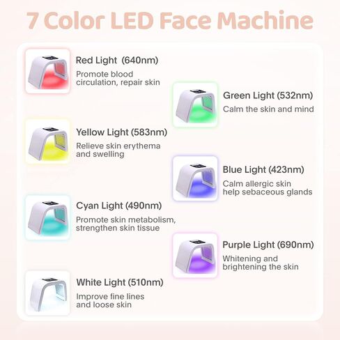 Led-Light-Therapy, Red Light Therapy for Face 7 in 1 Colors LED Facial Skin Care Tool Facial Neck Body Hand Skincare Mask in Saudi Arabia