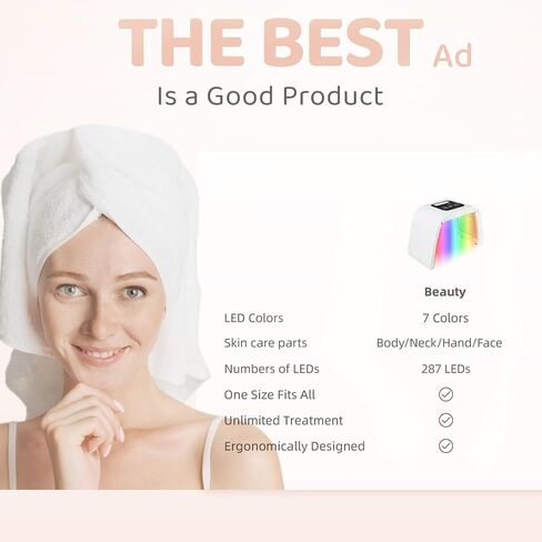 Led-Light-Therapy, Red Light Therapy for Face 7 in 1 Colors LED Facial Skin Care Tool Facial Neck Body Hand Skincare Mask in Saudi Arabia