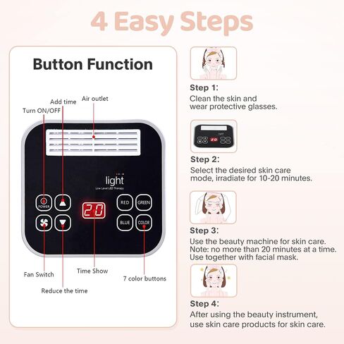 Led-Light-Therapy, Red Light Therapy for Face 7 in 1 Colors LED Facial Skin Care Tool Facial Neck Body Hand Skincare Mask in Saudi Arabia