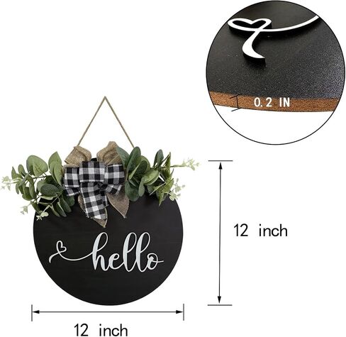 Welcome sign for front door Wooden door wreath Decoration Outdoor hanging signs for home Farmhouse Porch All Seasons 12 Inch(HELLO) in Saudi Arabia