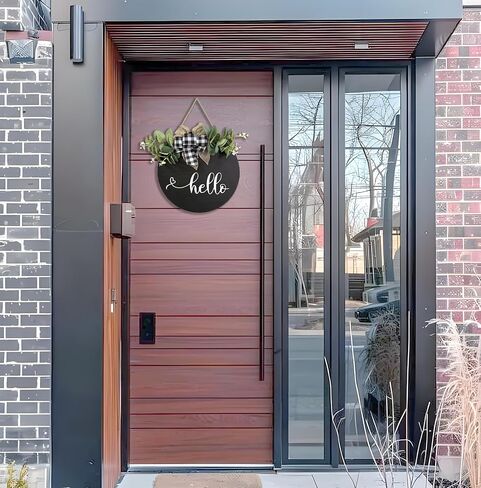 Welcome sign for front door Wooden door wreath Decoration Outdoor hanging signs for home Farmhouse Porch All Seasons 12 Inch(HELLO) in Saudi Arabia