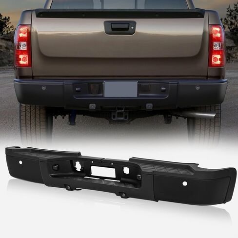 Auto Dynasty الخطوة الخلفية الوفير متوافق مع 2007-2010 Chevy Silverado GMC Sierra 2500HD 3500HD ، مع ثقوب مستشعر وقوف السيارات ، استبدال GM1103152 15284309 15777521 15775522 15891685 ، Black in Saudi Arabia