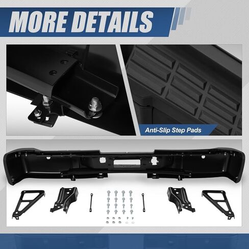 Auto Dynasty الخطوة الخلفية الوفير متوافق مع 2007-2010 Chevy Silverado GMC Sierra 2500HD 3500HD ، مع ثقوب مستشعر وقوف السيارات ، استبدال GM1103152 15284309 15777521 15775522 15891685 ، Black in Saudi Arabia