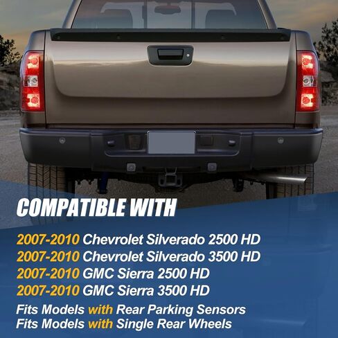 Auto Dynasty الخطوة الخلفية الوفير متوافق مع 2007-2010 Chevy Silverado GMC Sierra 2500HD 3500HD ، مع ثقوب مستشعر وقوف السيارات ، استبدال GM1103152 15284309 15777521 15775522 15891685 ، Black in Saudi Arabia