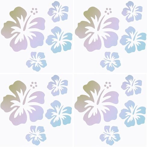 GORGECRAFT 4 Sheets Hibiscus Flower Car Sticker Silver Hawaiian Stickers and Decals Reflective Stickers Waterproof Vinyl Automotive Exterior Decor for SUV Truck Motorcycle Doors Wall Laptop in Saudi Arabia