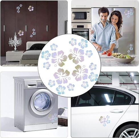 GORGECRAFT 4 Sheets Hibiscus Flower Car Sticker Silver Hawaiian Stickers and Decals Reflective Stickers Waterproof Vinyl Automotive Exterior Decor for SUV Truck Motorcycle Doors Wall Laptop in Saudi Arabia
