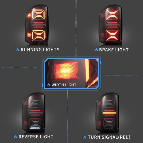 Vland LED LED Tail Lights متوافقة مع GMC Sierra 2014-2018 (وليس للموديلات مع مصنع المصنع LED) مع الإشارة الديناميكية مع الإشارة الحمراء ، جوانب الركاب والسائقين ، عدسة واضحة in Saudi Arabia