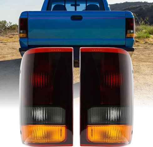 USR 93-97 Ranger Pick-up Tail Light Set-زوج مصابيح الذيل المدخن (يسار + يمين) متوافق مع عام 1993-1997 Ford Ranger Pickup Truck جميع الطرز والقطرات الثانية (عدسة دخان حمراء ، قابس حقيقي ومشغل) in Saudi Arabia
