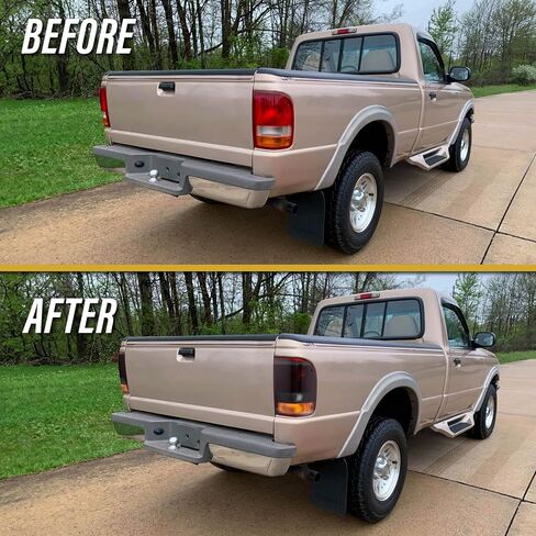 USR 93-97 Ranger Pick-up Tail Light Set-زوج مصابيح الذيل المدخن (يسار + يمين) متوافق مع عام 1993-1997 Ford Ranger Pickup Truck جميع الطرز والقطرات الثانية (عدسة دخان حمراء ، قابس حقيقي ومشغل) in Saudi Arabia