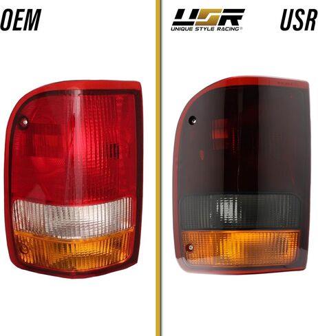 USR 93-97 Ranger Pick-up Tail Light Set-زوج مصابيح الذيل المدخن (يسار + يمين) متوافق مع عام 1993-1997 Ford Ranger Pickup Truck جميع الطرز والقطرات الثانية (عدسة دخان حمراء ، قابس حقيقي ومشغل) in Saudi Arabia
