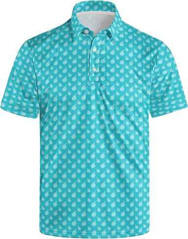 Funny Print Golf Shirts for Men Lightweight Dry-Fit Hawaiian Style Casual Polo with Stretch Fabric for Outdoor & Sports in Saudi Arabia