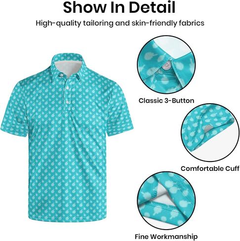 Funny Print Golf Shirts for Men Lightweight Dry-Fit Hawaiian Style Casual Polo with Stretch Fabric for Outdoor & Sports in Saudi Arabia