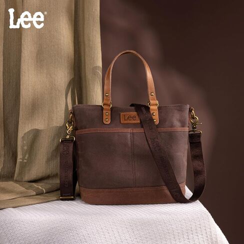 Montana West x Lee Waxed Canvas Tote Bag for Women Work Small Vintage Shoulder Bag and Handbag with Leather Handle in Saudi Arabia