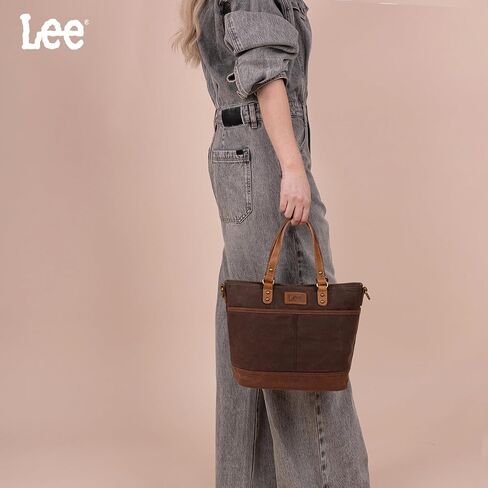 Montana West x Lee Waxed Canvas Tote Bag for Women Work Small Vintage Shoulder Bag and Handbag with Leather Handle in Saudi Arabia