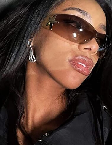 نظارة شمسية Y2K للنساء للرجال ، ودرع الأزياء في 2000s حول نظارات Y2K ضجة كبيرة الحجم عدسات قطعة واحدة in Kuwait