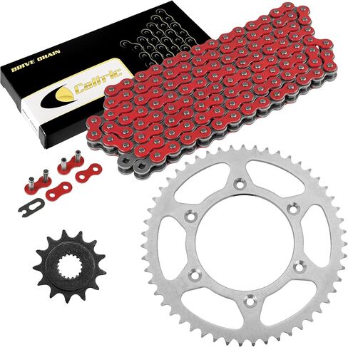 Caltric Red Drive Chain And Sprocket Kit Compatible with Honda Crf450X Crf 450 X 2005-2018 in Saudi Arabia
