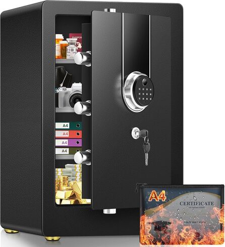 5.0 Cuft Biometric Fireproof Safe For Home, Heavy Duty Safe Box Fireproof Waterproof, Large Document Safety With Keypad and Dual alarms, Digital Security Safety Box for Money Jewelry in Saudi Arabia