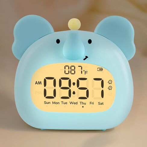 Capybara Alarm Clock with Night Light for Kids – Cute Digital Sleep Trainer with LED Display, 3 Alarms, Countdown Timer, Adjustable Brightness – Rechargeable Bedside Clock for Boys and Girls in Kuwait