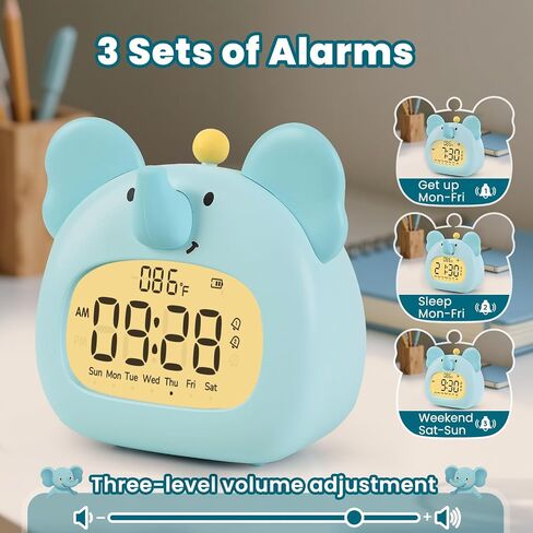 Capybara Alarm Clock with Night Light for Kids – Cute Digital Sleep Trainer with LED Display, 3 Alarms, Countdown Timer, Adjustable Brightness – Rechargeable Bedside Clock for Boys and Girls in Kuwait