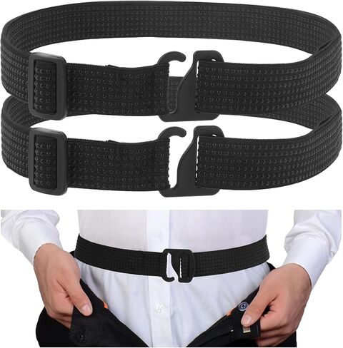 2 Pcs Men Shirt Stays Belt Tuck It Belt Style Stays Keepers Elastic Band Tuck Shirt Holder Adjustable Elastic Blet for Police Military Law Enforcement Work Dress Casual Wear with Non-slip in Saudi Arabia