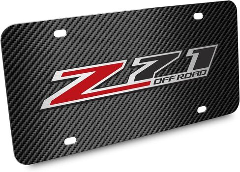 لشعار شيفروليه Z71 ثلاثي الأبعاد على لوحة ترخيص الألياف السوداء من الفولاذ المقاوم للصدأ in Saudi Arabia