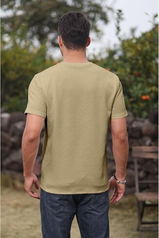 Angbater Men's Crewneck T-Shirt Fashion Short Sleeve Geometric Texture Tees Casual Summer Basic Tops in Kuwait