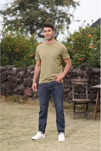 Angbater Men's Crewneck T-Shirt Fashion Short Sleeve Geometric Texture Tees Casual Summer Basic Tops in Kuwait