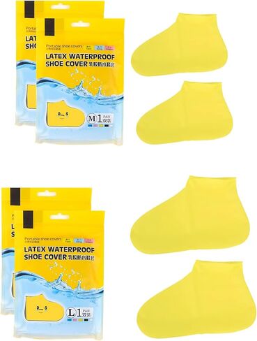 4-Pack Rain Shoe Covers, Non-Slip Waterproof Boot Protectors for Climb Snow Rain and Mud (M&L, Yellow) in Saudi Arabia