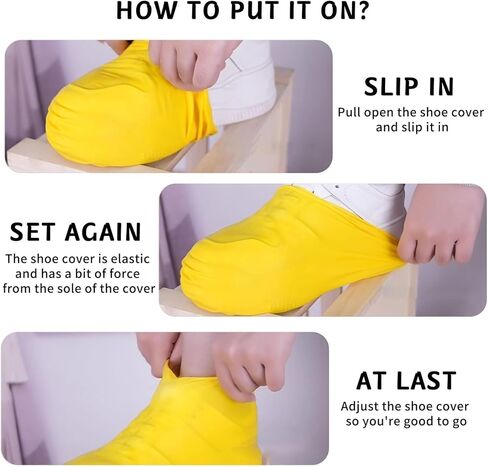4-Pack Rain Shoe Covers, Non-Slip Waterproof Boot Protectors for Climb Snow Rain and Mud (M&L, Yellow) in Saudi Arabia