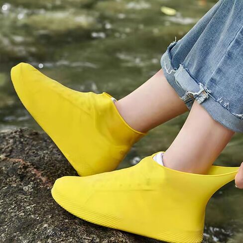 4-Pack Rain Shoe Covers, Non-Slip Waterproof Boot Protectors for Climb Snow Rain and Mud (M&L, Yellow) in Saudi Arabia