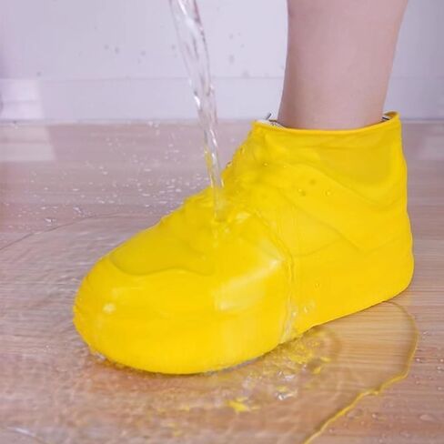 4-Pack Rain Shoe Covers, Non-Slip Waterproof Boot Protectors for Climb Snow Rain and Mud (M&L, Yellow) in Saudi Arabia
