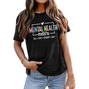 Mental Health Shirt Positive Shirts - Women Motivational Shirt Mental Health Matters Tee Mental Health Gifts in Saudi Arabia