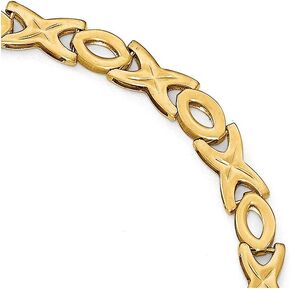 Solid 14K Yellow Gold Polished XOXO Bracelet in Saudi Arabia