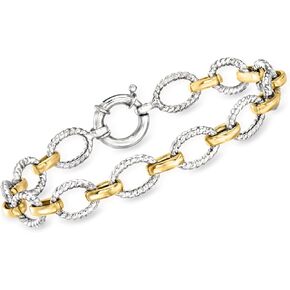 Ross-Simons Two-Tone Sterling Silver Oval-Link Bracelet in Saudi Arabia