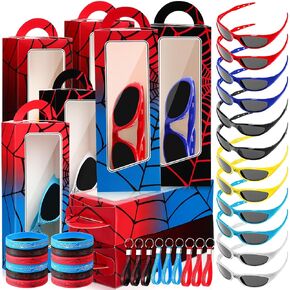 48 PCS Spider Birthday Party Supplies Favors Comphors تشمل 12 Spider Web Goodie Home Joxes 12 Sunglasses 12 Bracelet 12 Keychain لمستلزمات زخرفة حفلات الأزياء (RED) in Kuwait