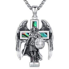 Saint Sebastian Necklace 925 Sterling Silver Patron Saint of Athlete Pendant,St Sebastian Statue Amulet Jewelry for Men with 22 in Chain in Kuwait