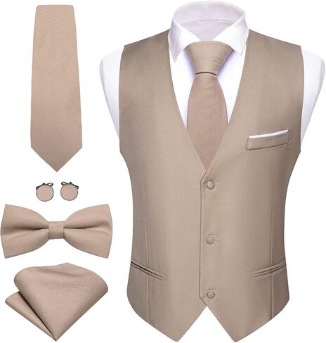 Barry.Wang Mens Formal Business Blue Royal Suit Vest Slim Fit Casual Solid Color Waistcoat Tie Bow Tie Set Wedding Party in Kuwait
