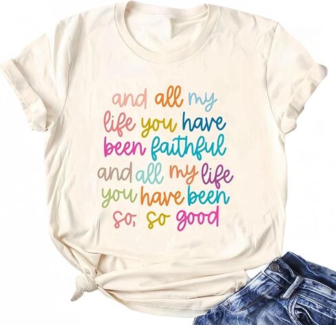 Christian Tshirt and All My Life You Have Been Faithful Bright Bible Verse Graphic Tee Tops in Saudi Arabia