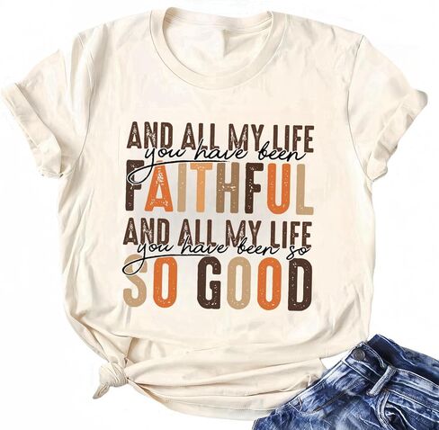 Christian Tshirt and All My Life You Have Been Faithful Bright Bible Verse Graphic Tee Tops in Saudi Arabia