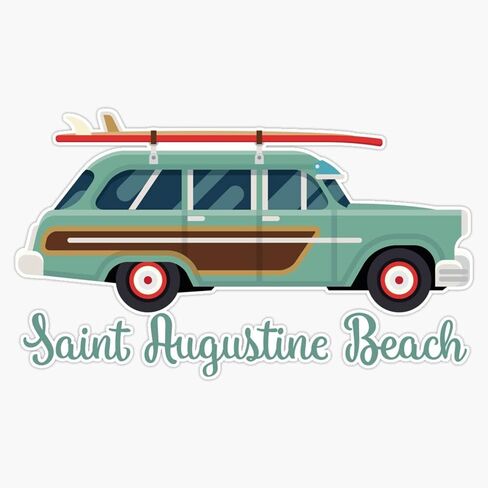 Saint Augustine Beach Florida Retro Surf Wagon Vinyl Secal Secal Lacpy Lugper Lugper 5 " in Saudi Arabia